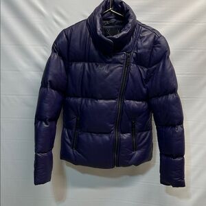 Bod & Christevsen Purple Leather Puffer Jacket – Women’s Medium